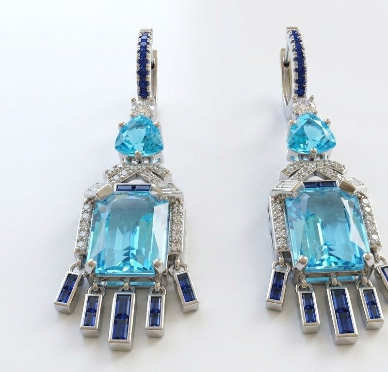 Blue Zircon Luxury Earrings for women Pakistan by Dango