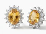 Natural Citrine Silver Stud Earrings for women Pakistan by dango