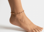 Gold Plated Steel Anklet with Pearl Dangle - Image 2