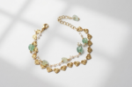natiral jade Gemstone with gold plated steel hearts Ethnic Bracelet for women in Pakistan by dango