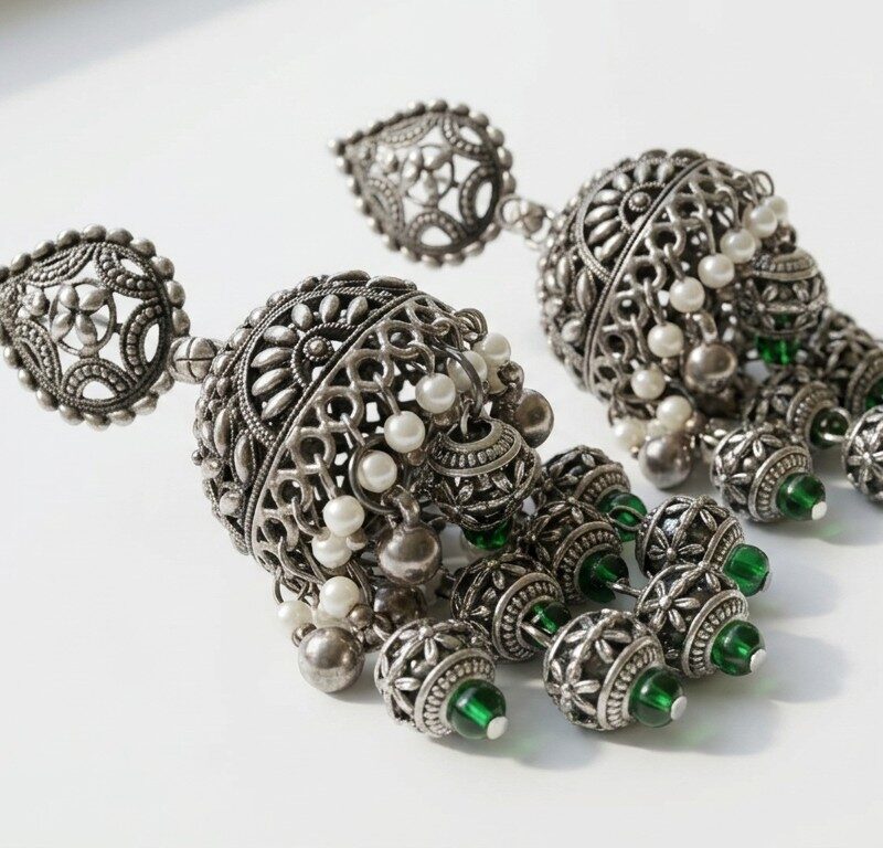 Oxidized Ethnic Jhumka for Women Pakistan by dango