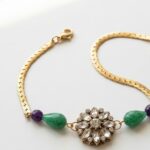 Natural Amethyst & Jade Ethnic Gold Plated Bracelet for women in Pakistan by dango