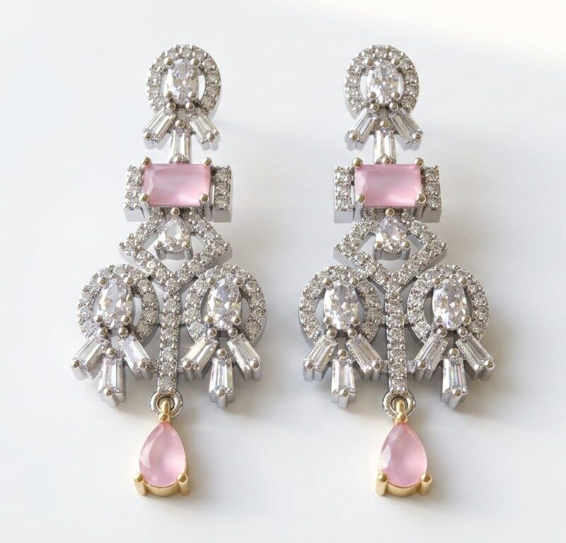 Pink Zircon Party Earrings for women in Pakistan by dango