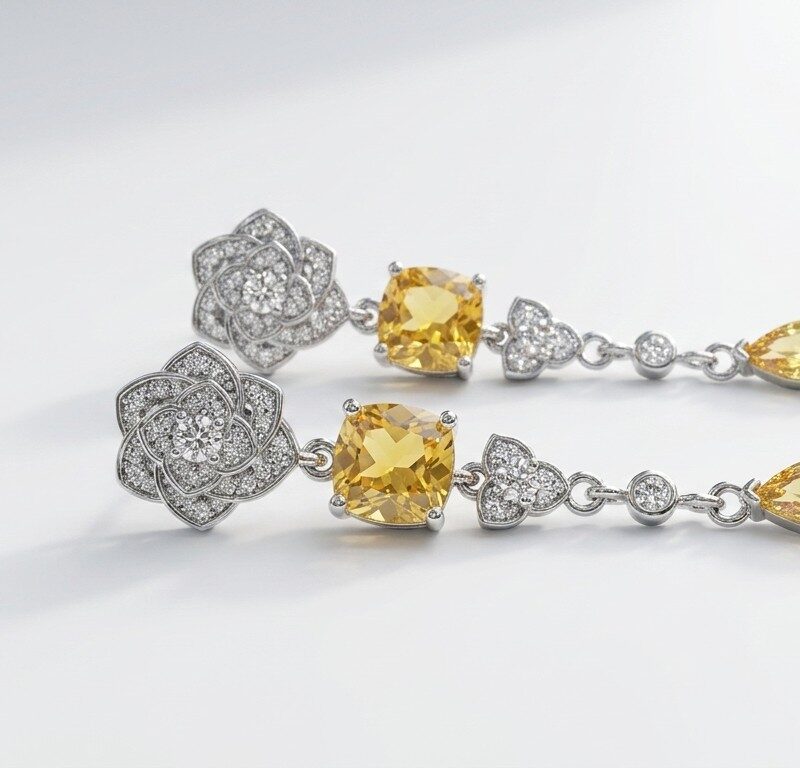 Yellow Zircon Earrings for women in Pakistan by dango