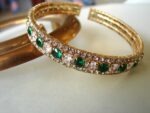 Green Rhinestone Open Cuff Bracelet - Image 4