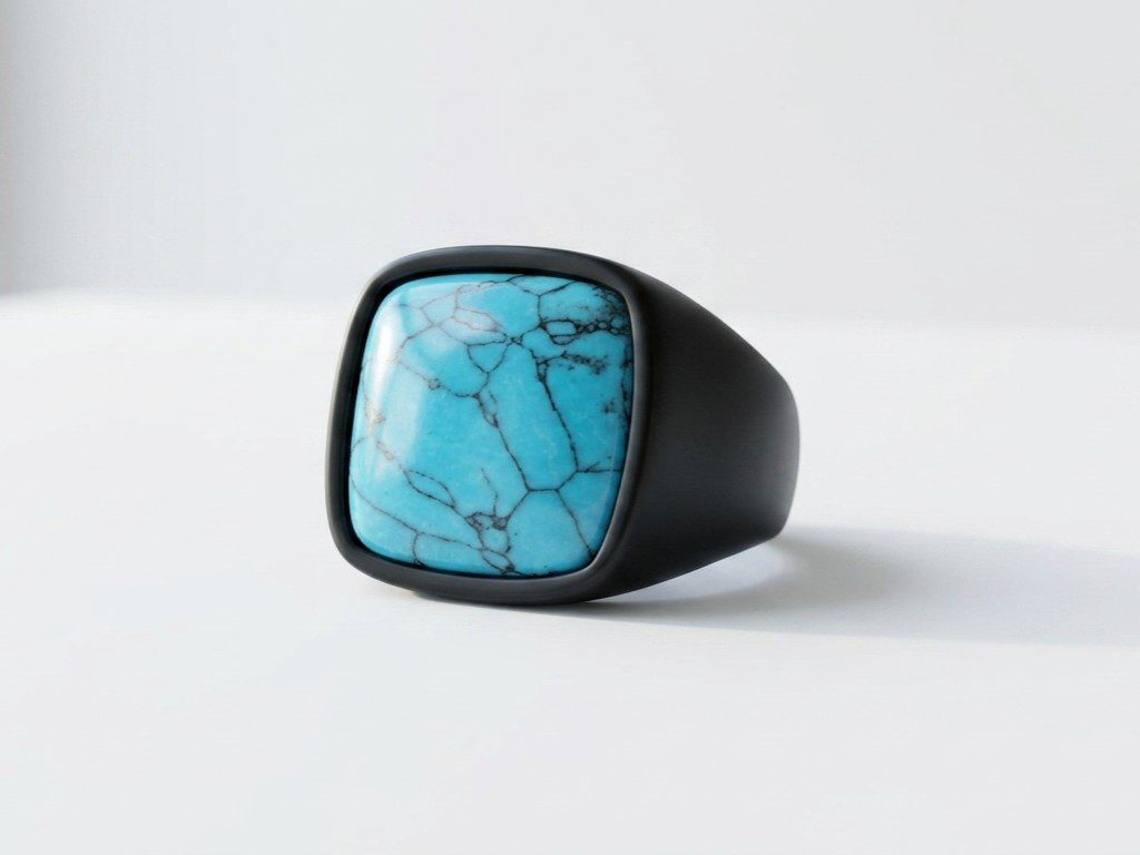black ring for men pakistan Steel Turquoise Ring for Men Pakistan by dango