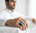 Black Steel Turquoise Ring - Image 3