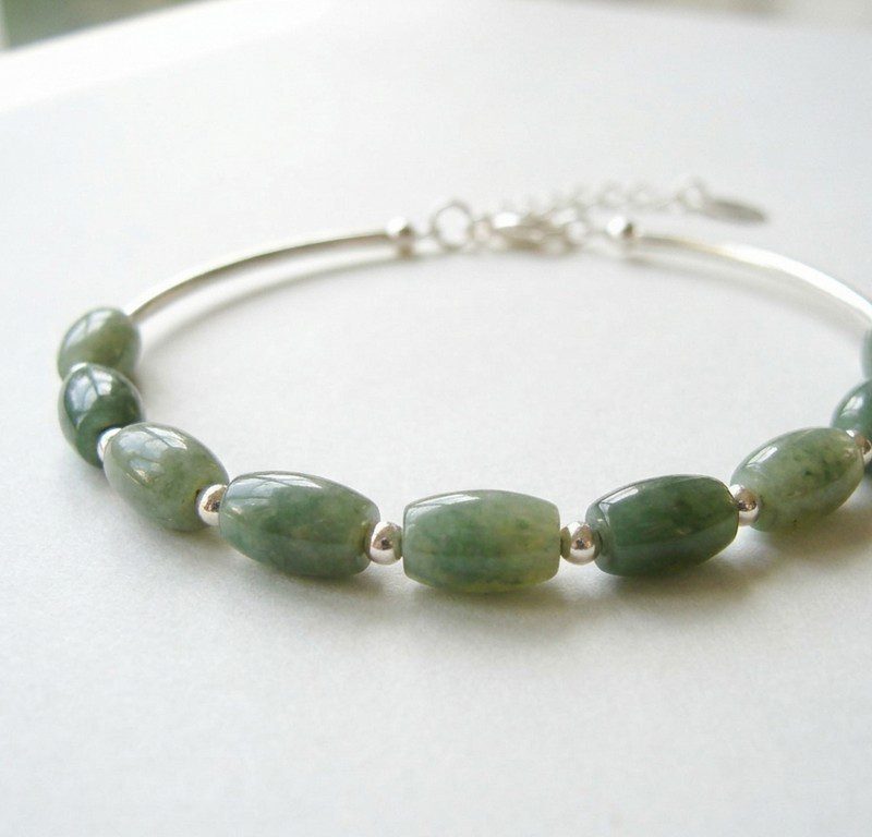 Natural Jade in 925 Silver Bracelet Pakistan