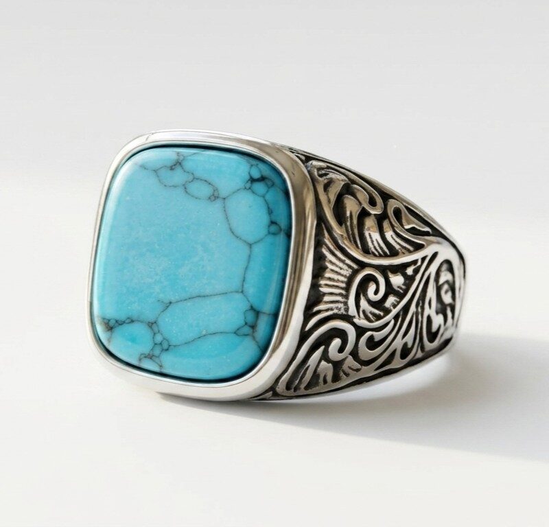 Turquoise Steel Ring for Men Pakistan by dango
