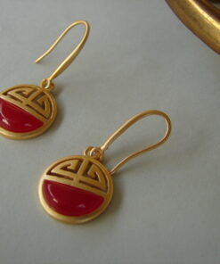 Gold Plated Silver Carved Earrings