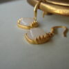 Gold Plated Silver With White Jade Earrings