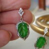 Silver Plated Green Natural Chalcedony Earrings