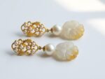 Natural agate Silver Gold Plated Silver Earrings Pakistannby dango
