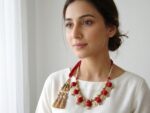 Maroon Kundan Coins Necklace - Image 2
