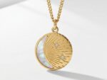 mother of pearl gold plated Smiling Crescent Pendant Pakistan by dango