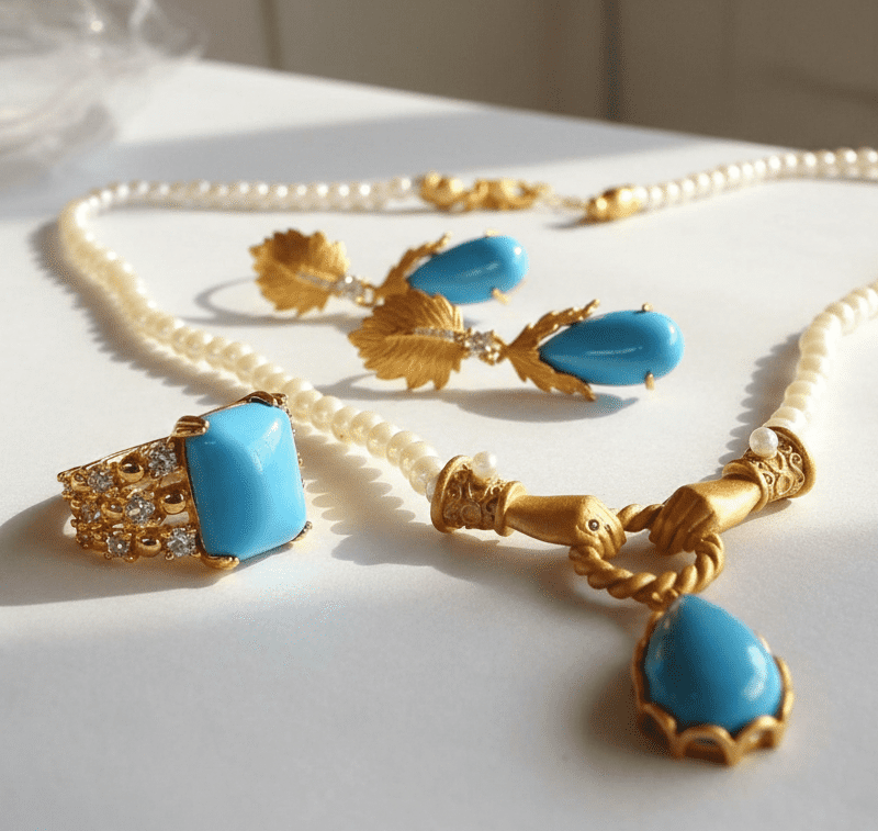 Turquoise Silver Jewelry Set for women in Pakistan by dango