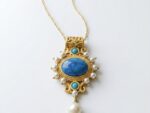 Turquoise and Pearl Gold Plated Silver Pendant for women in Pakistan by dango