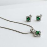 Green zircon Silver Jewely Set for Women in Pakistan by dango