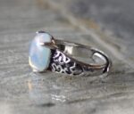 Adjustable Faux Moonstone Carved Ring