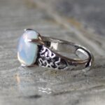 Adjustable Faux Moonstone Carved Ring