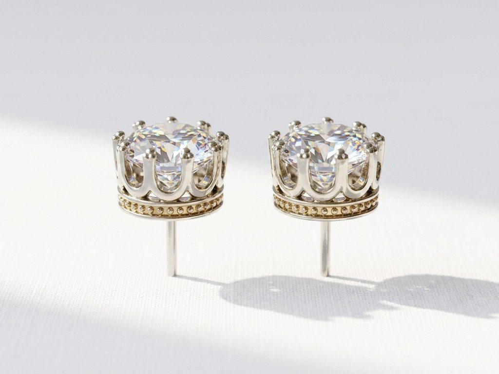 crown earrings pakistan Zircon Stud Earrings for women Pakistan by dango