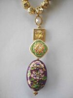 Natural Jade (Kasbi) Mala with Purple Painted Bead - Image 5