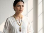 Natural Jade (Kasbi) Mala with Purple Painted Bead - Image 2