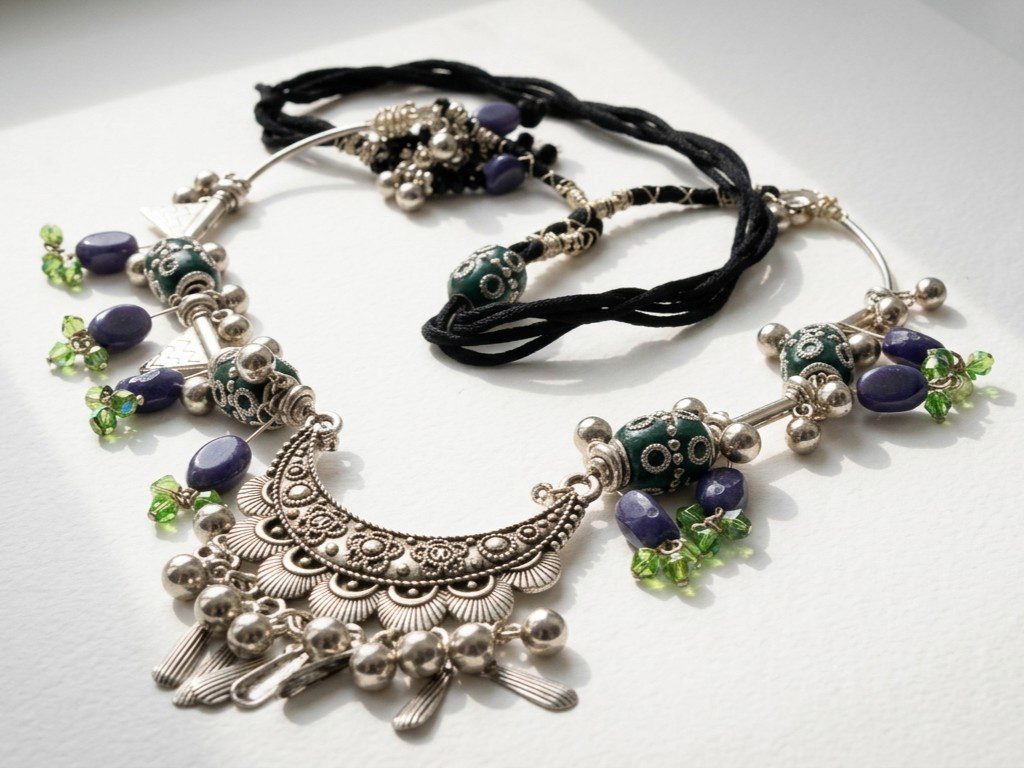 oxidized mala pakistan Handmade Haryali Tribal Necklace - Image 1