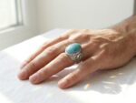 Natural Turquoise (Feroza) in Silver Ring - Image 2