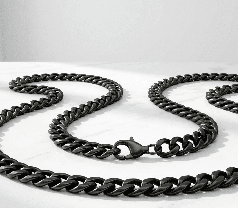 6mm Black Steel Cuban Chain for men in Pakistan by dango