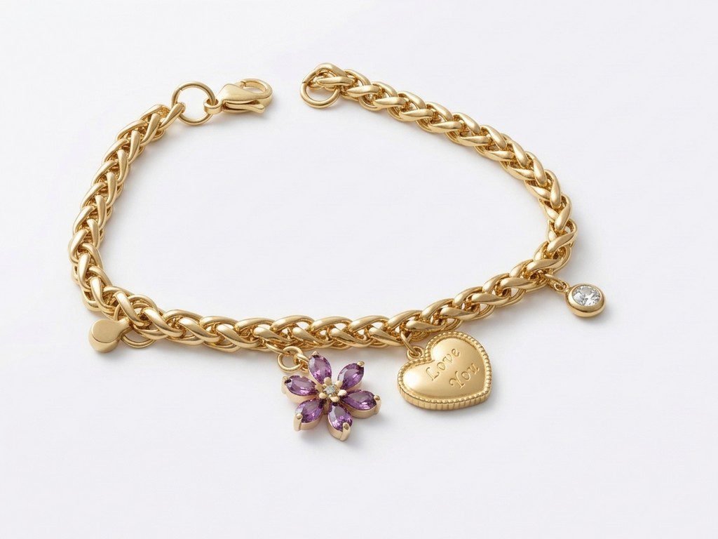 heart charm bracelet Gold Plated Charms Bracelet for women in Pakistan by dango