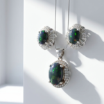 Natural Black Opal in 925 Sterling Silver Jewelry Set for women in Pakistan by dango