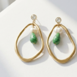 Gold Plated Natural Agate gemstone Earrings for women in Pakistan by dango