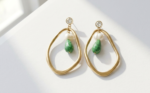 Gold Plated Natural Agate gemstone Earrings for women in Pakistan by dango