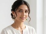 Gold Plated Earrings with Natural Green Agate (Aqeeq) - Image 2
