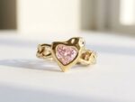 Gold Plated waterproof Pink Heart ring for women in Pakistan by dango