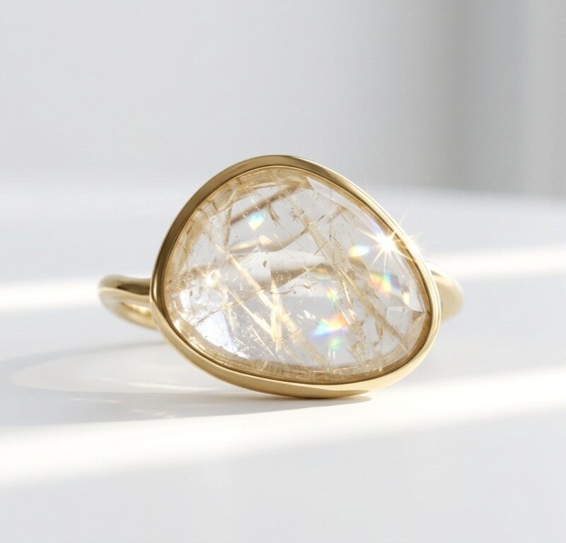 Natural Quartz Gemstone in 925 Sterling Silver Gemstone Ring for women in Pakistan by dango