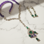 Natural sapphire and Amethyst Gemstone jewelry set for women in Pakistan by dango
