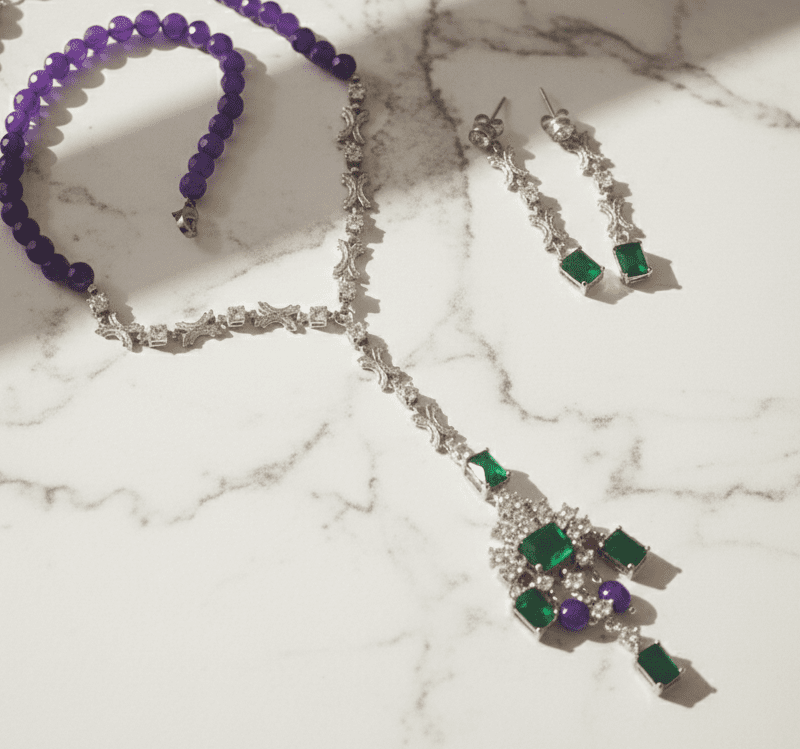 Natural sapphire and Amethyst Gemstone jewelry set for women in Pakistan by dango