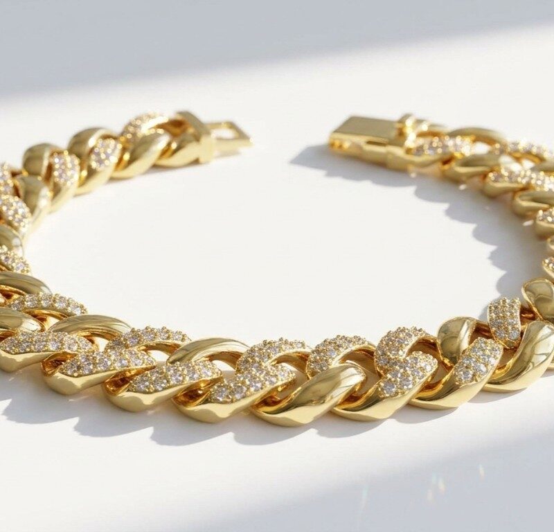 Gold Plated Cuban Bracelet for women in Pakistan by dango