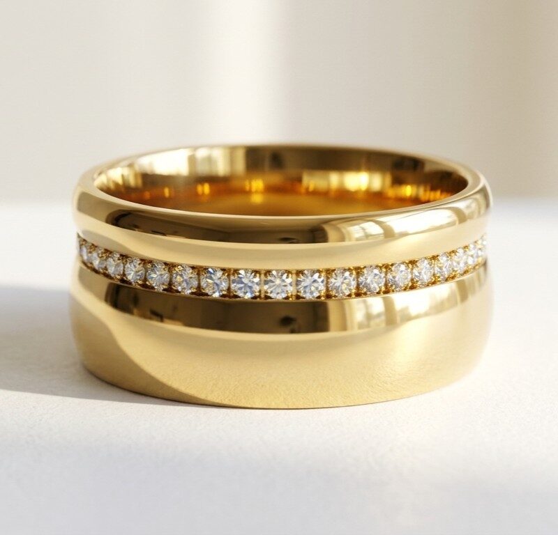 Gold-Plated Steel Waterproof Band Ring for women in Pakistan by dango