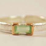 Green Baguette Ring – Modern Elegance in Silver Plating