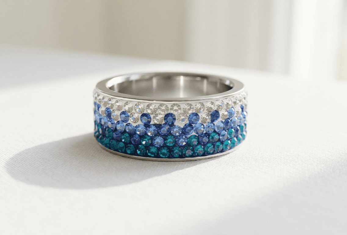 blue ring pakistan stainless steel band ring for women in pakistan by dango