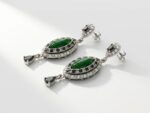 Natural green agate in 925 sterling Silver Earrings for women in Pakistan by dango