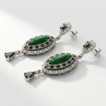 Natural green agate in 925 sterling Silver Earrings for women in Pakistan by dango