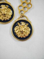 Gold Plated Lion Queen Drop Earrings