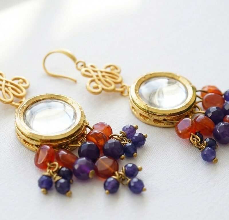Natural Agate, amethyst Gemstone Earrings for women in Pakistan by dango