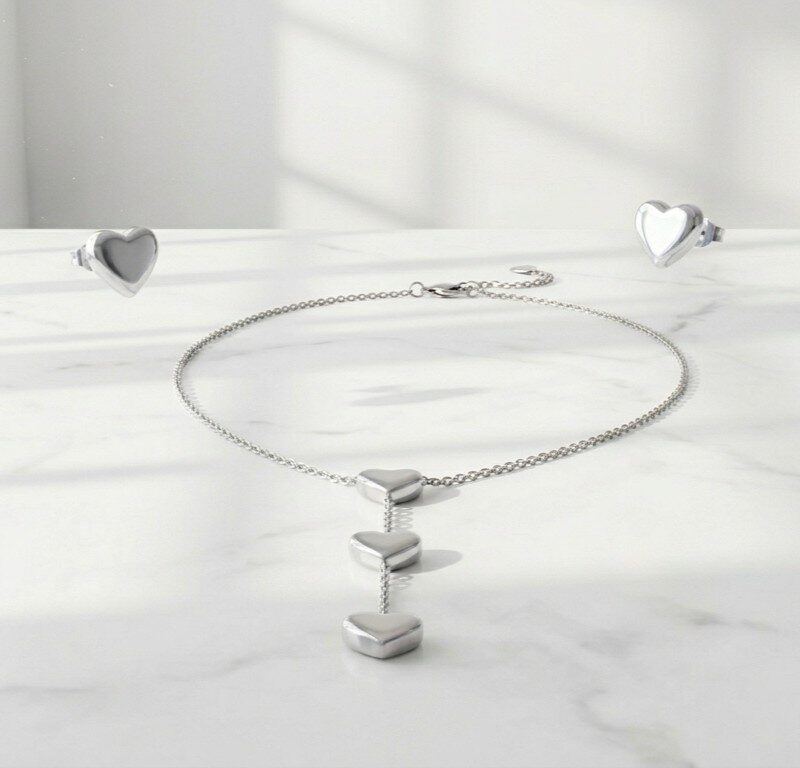 Stainless steel Heart jewelry Set for Women in Pakistan by dango