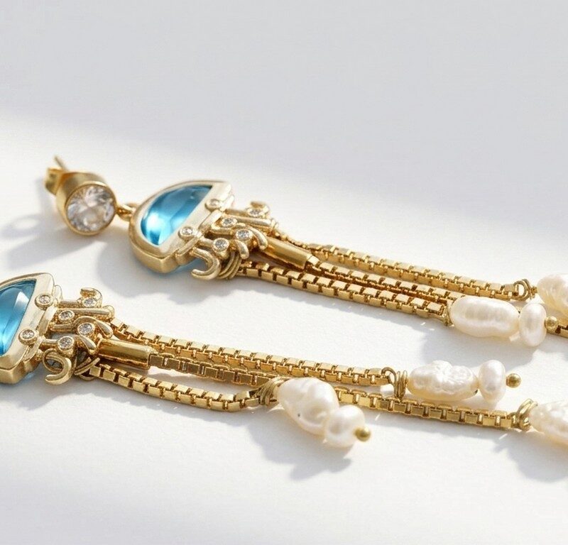 Natural Pearl Gold Plated tarnish free Earrings for women in Pakistan by dango