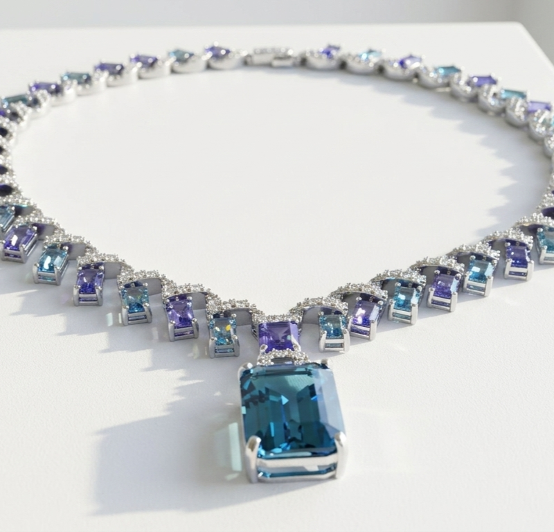 Blue and purple zircon Wedding Jewelry Set for women in Pakistan by dango